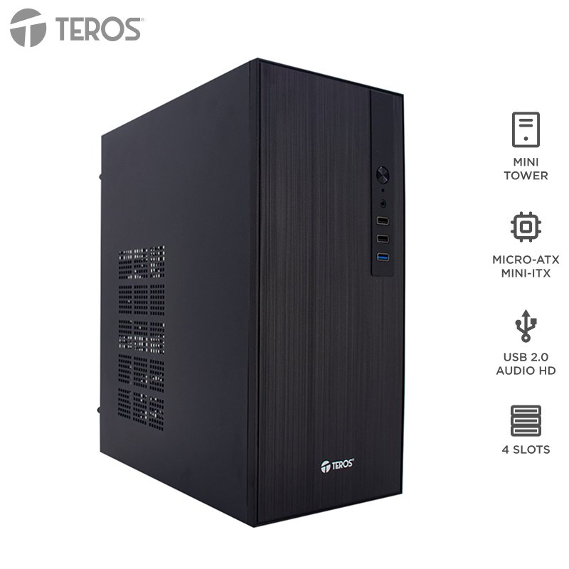 CSM25BKTE1034S_1776360946 Case TEROS TE-1034S, Mini Tower ATX, 250 W, USB 3.0 / 2.0, audio HD, negro - Imagen 1