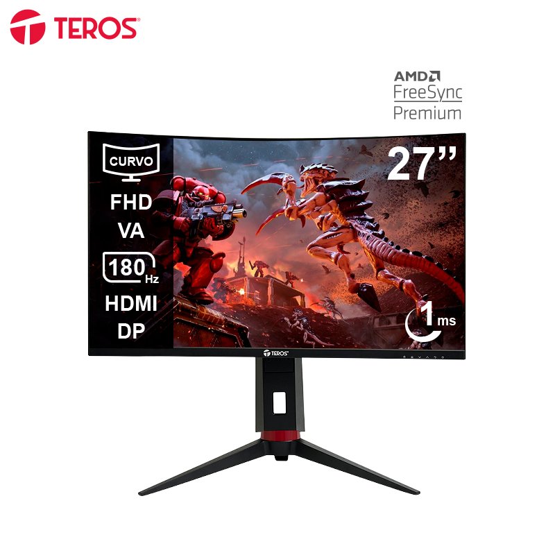 MON27CTE2766G_1759770931 Monitor Curvo Gaming TEROS TE-2766G, 27” FHD VA, 180 Hz, 1ms, HDMI, DP, AUDIO OUT - Imagen 1