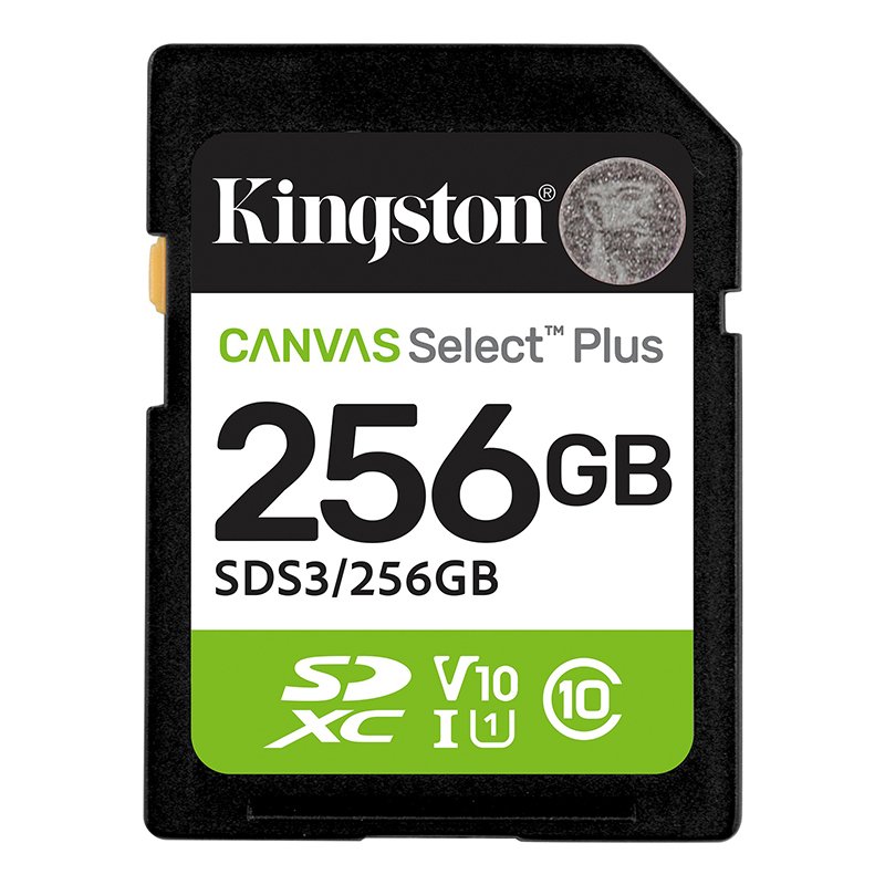 acktsds3256gb Memoria Card SD Kingston SD Canvas Select Plus 256GB, categoría de velocidad: UHS-I/U1/V10 - Imagen 1