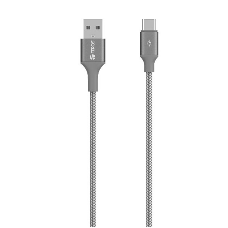 acte70211w Cable USB TEROS TE-70211W, Tipo A a Tipo C, 3A, 60W Máx, gris - Imagen 1