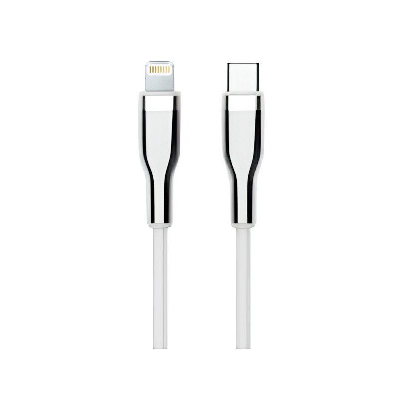 Cable USB TEROS TE-70212W, Tipo C a Lightning, 3A, 20W Máx, blanco y plateado