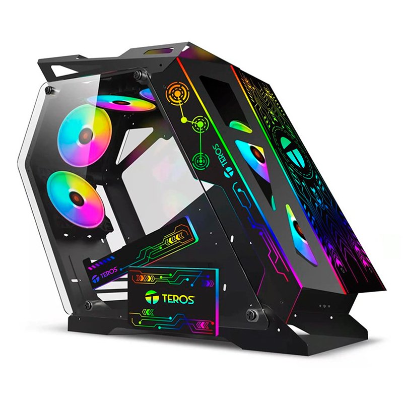 Case gamer TEROS TE-1312G, Mid Tower, USB 3.0 / USB 2.0, audio, ventilador ARGB, negro