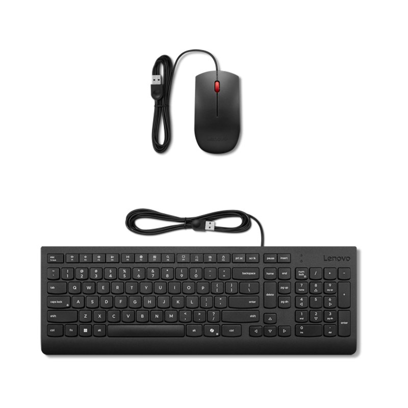 kblen4x31r64424 Kit de teclado y mouse Essential LENOVO, Interfaz USB-A, Color Negro, En español. - Imagen 1