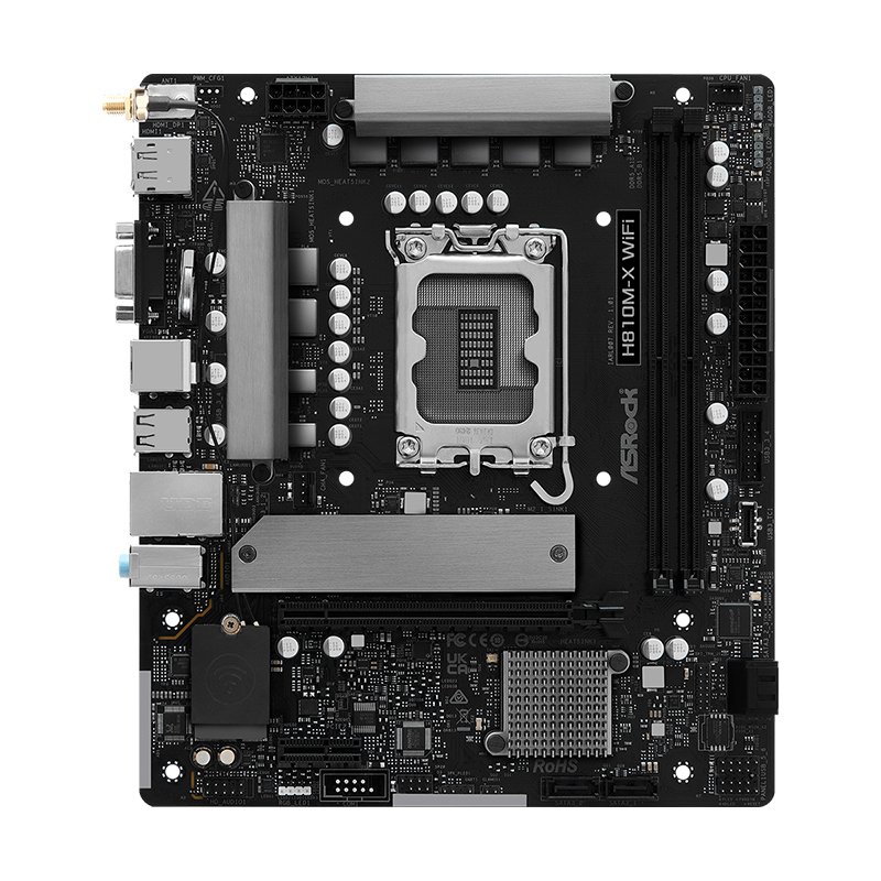 mbarh810m-xwifi Motherboard ASROCK H810M-X WiFi, Chipset Intel H810, LGA 1851, 1xVGA, 1xHDMI, 1xDP, mATX - Imagen 1