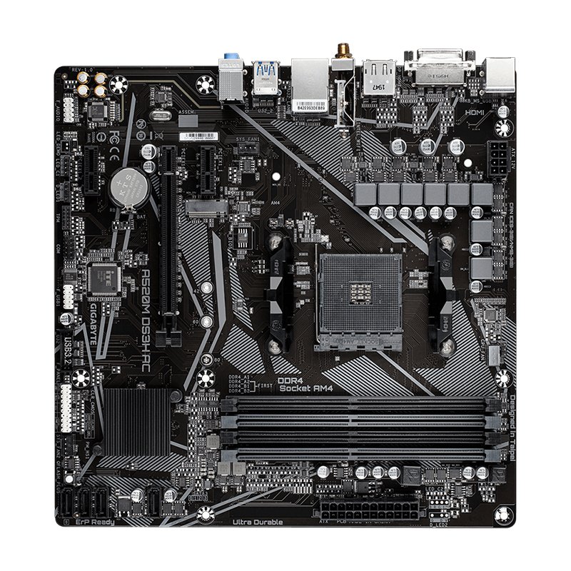 Motherboard Gigabyte A520M DS3H AC, AM4, DDR4, DVI-D, HDMI, DP, Micro-ATX