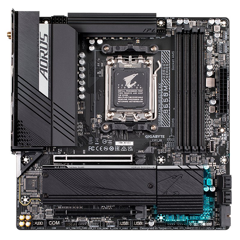 mbgbb650maoelax Motherboard Gigabyte B650M AORUS ELITE AX, Chipset AMD B650, Socket AMD AM5, mATX - Imagen 1