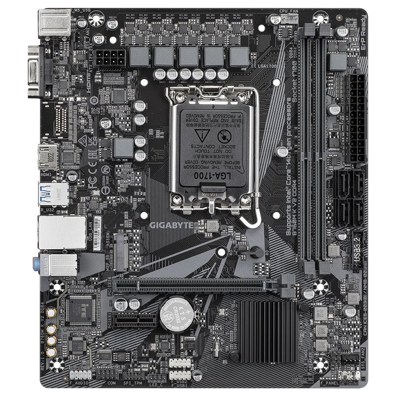 mbgbb760mkv2d4 Motherboard Gigabyte B760M K V2 DDR4, Chipset Intel B760, LGA1700, mATX - Imagen 1