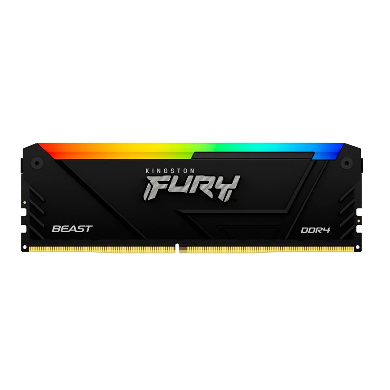 me8gkf432c16bb2 Memoria Kingston Fury Beast RGB BLACK 8GB DDR4-3200 MT/s, PC4-25600, CL16, 1.35V, Non-ECC - Imagen 1