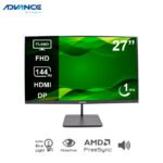 Monitor plano Advance ADV-2755S, 27” FHD IPS, 144Hz, 1ms, HDMI, DP, Audio Out, Parlantes