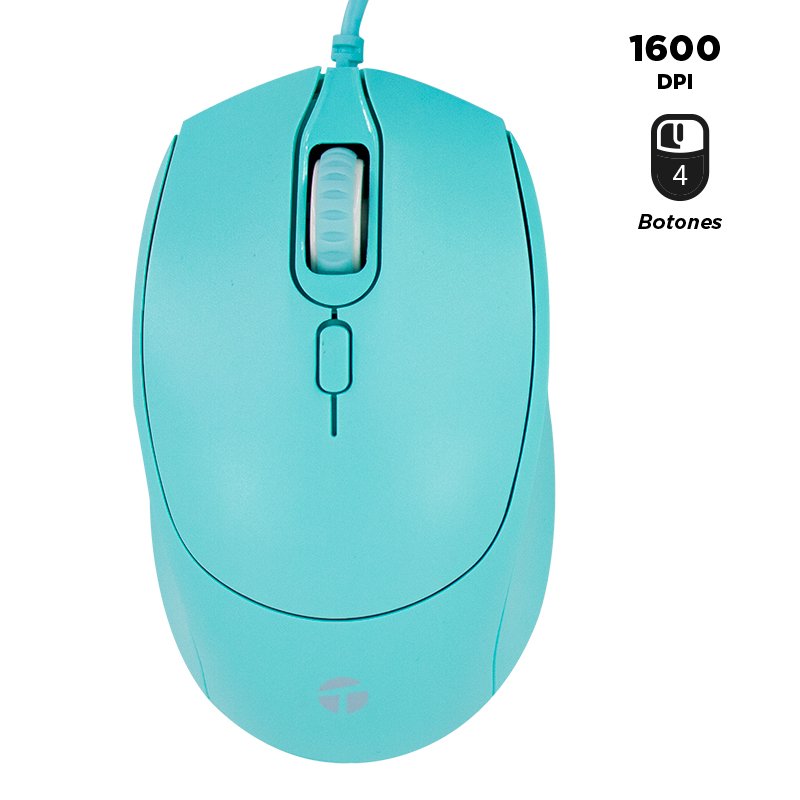 mscgnte1227s Mouse óptico TEROS TE-1227S, 800-1200-1600 DPI, USB, 4 botones, color verde - Imagen 1