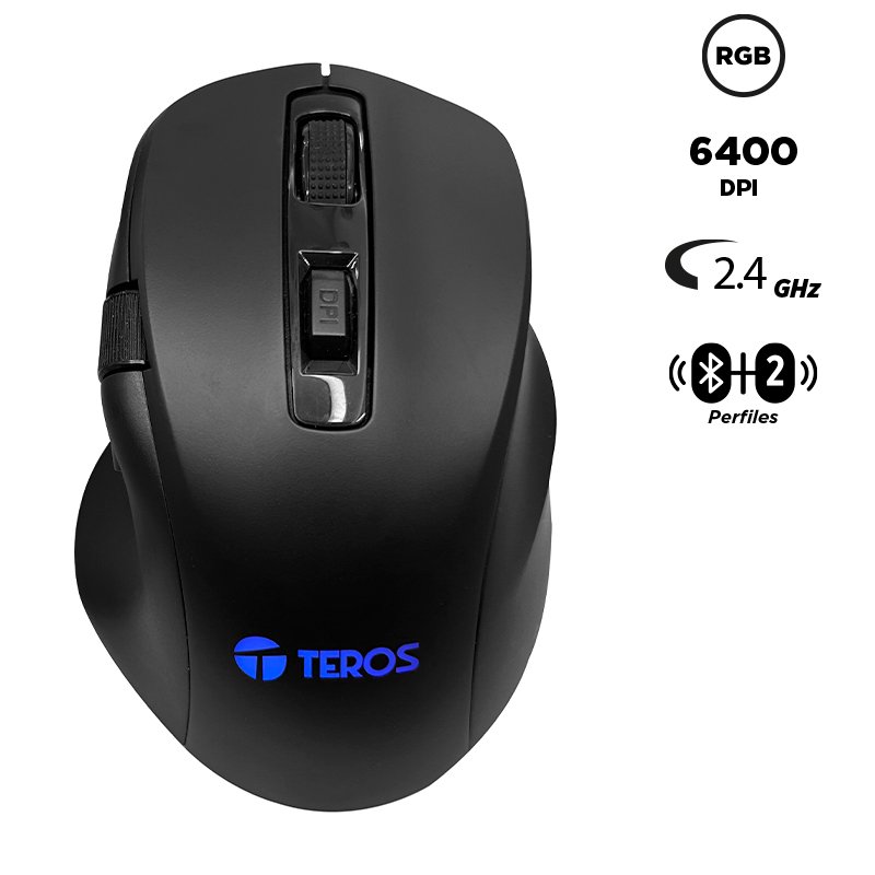 Mouse Óptico Gamer Teros TE-5168N, 7 Botones, 6400 DPI, RGB, Color Negro