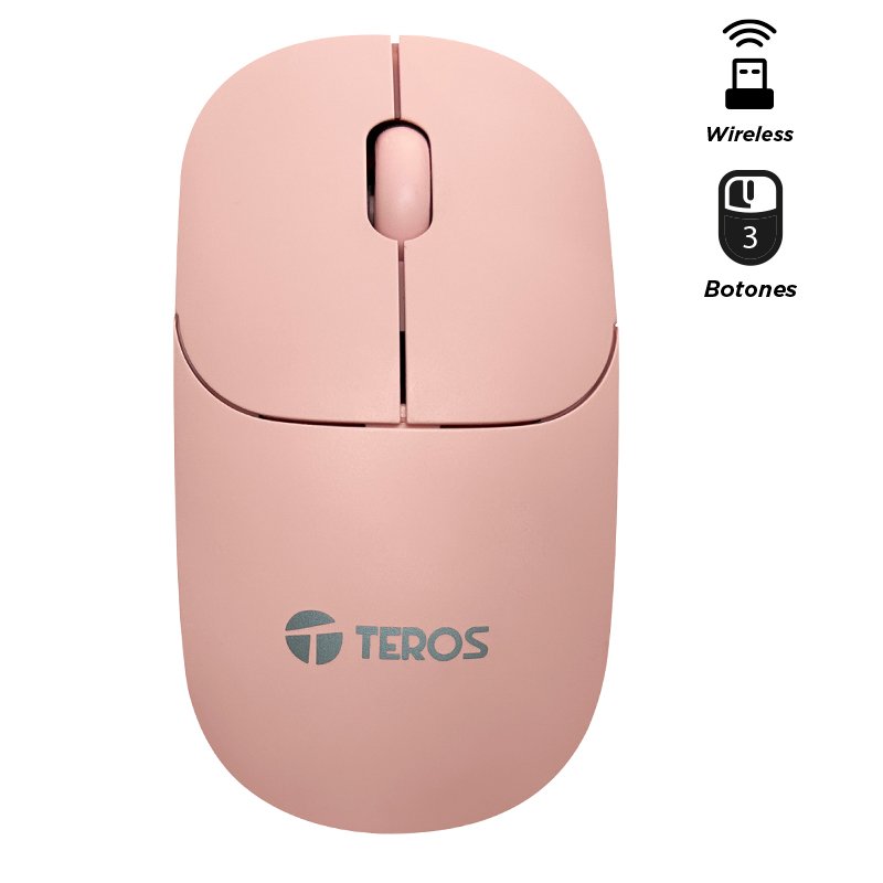 Mouse óptico inalámbrico TEROS TE-1218S, 1000 DPI, receptor USB, 3 botones