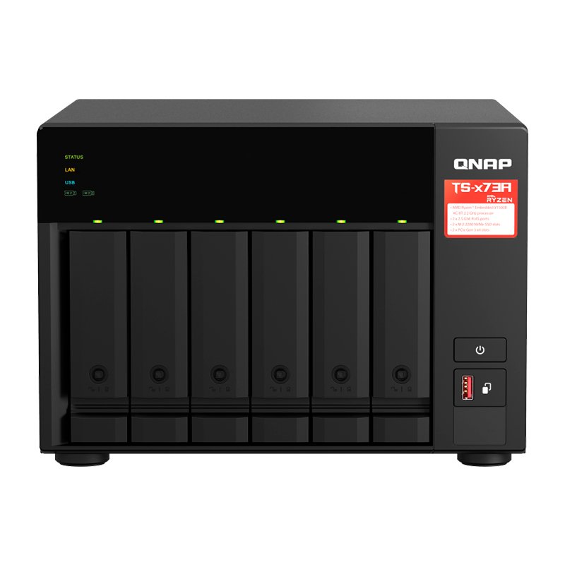 nasqnts673a8gus Servidor NAS QNAP TS-673A-8G, Ryzen V1500B 4C/2.2GHz, 8GB RAM SODIMM, Bahias: 6x3.5” SATA - Imagen 1