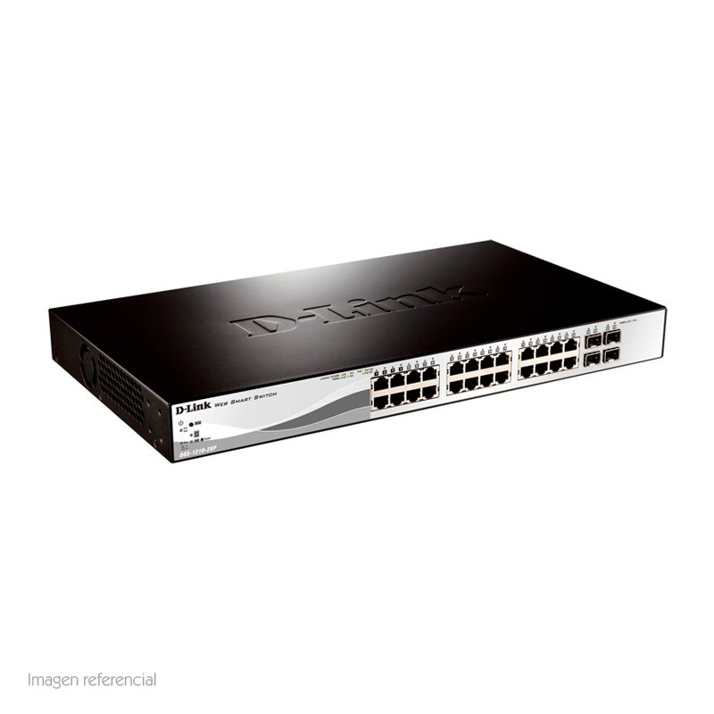 Switch D-Link DGS-1210-28P, Capa 2, PoE, 24 RJ-45 LAN GbE, 4 puertos SFP, Auto MDI/MDIX.