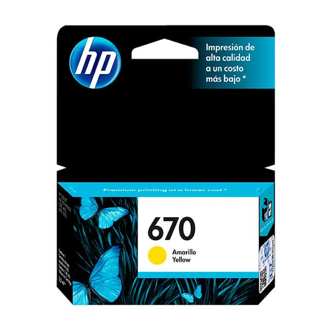 Tinta HP 670 original CZ116AL Yellow
