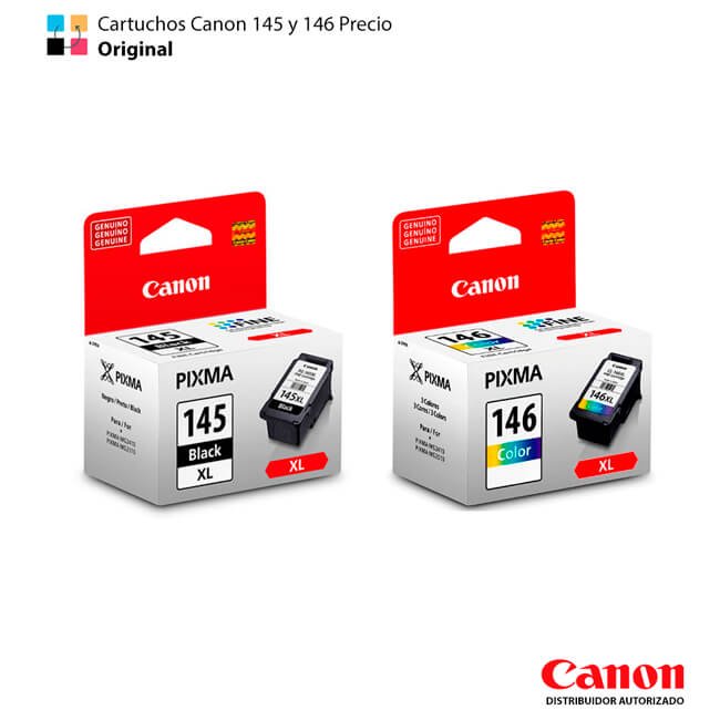 cartuchos canon 145 y 146 precio Cartuchos Canon 145 y 146 Precio | Negro y Tricolor | Original ✓ - Imagen 1