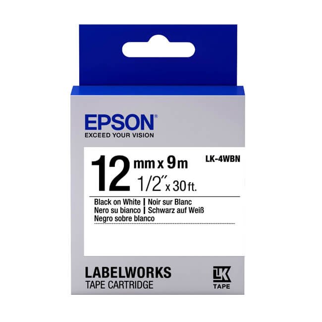 Cinta Epson LK-4WBN original Negro sobre Blanco
