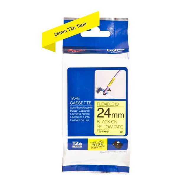 Cinta Brother TZE-FX651 Negro sobre Amarillo