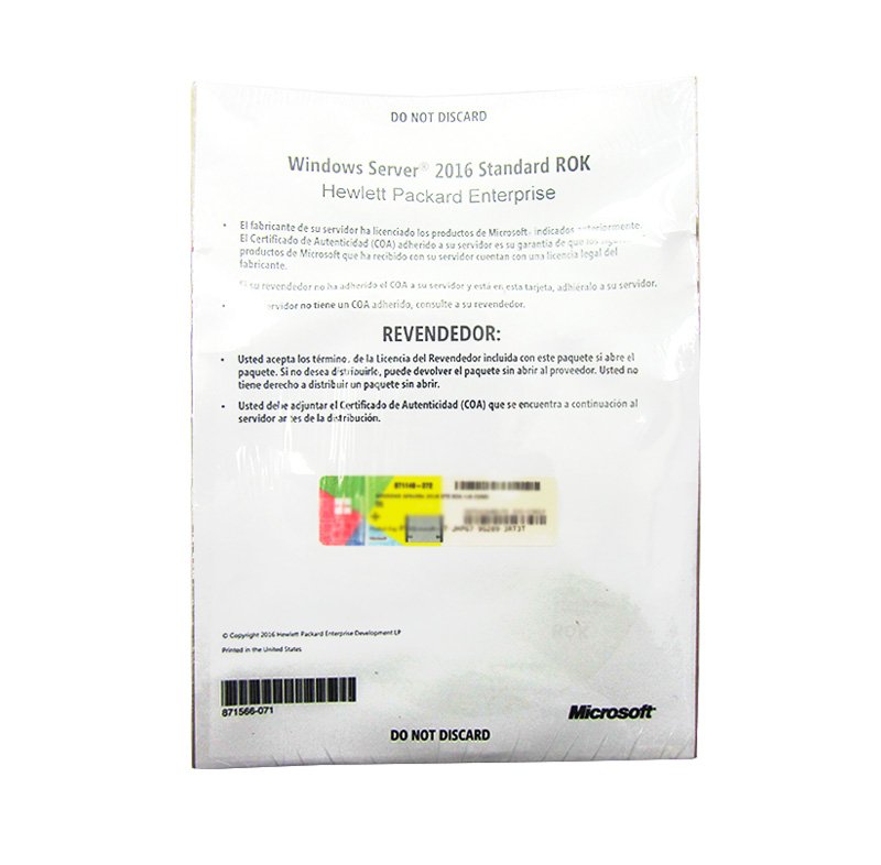 swhpp00487071 Licencia HPE Microsoft Windows Server 2016 Standar, OEM, ROK, 16 Núcleos. - Imagen 1