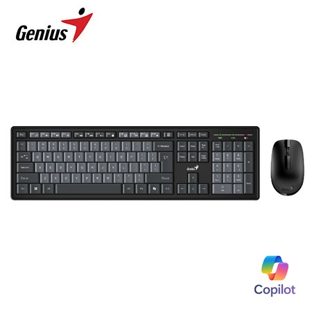 TECLADO GENIUS + MOUSE WIRELESS KM-8200 AI COPILOT MULTIMEDIA SP BLACK/GREY (31340003420)