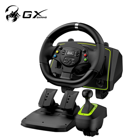 TIMON C/PEDAL + PALANCA GENIUS GX SPEED MASTER X2 DUAL MOTOR VIBRATION 1080° ROTACION PS4/PS3/PC USB BLACK (31620002400)